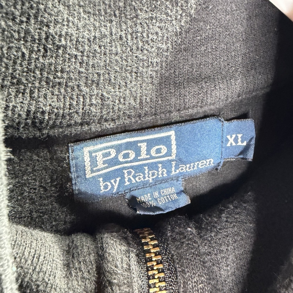 Polo Ralph Lauren 1/4 Zip Sweater Pullover Black Men's Size XL Cotton Embroidery - Picture 4 of 6